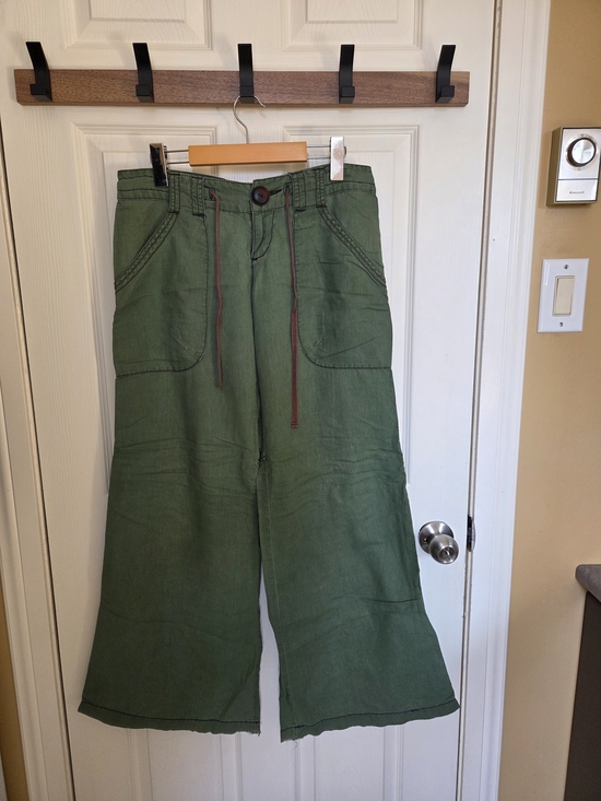 Free People Pants - Free People Olive Green Wide-Leg Cargo Pants